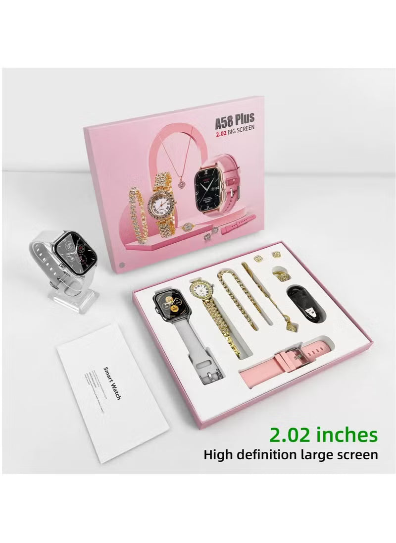 A58 PLUS smartwatch set. Silver 2.02-inch HD display large screen NFC support